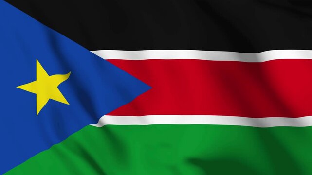 South Sudan national flag waving in a smooth animation loop, ideal for patriotic and international-themed projects