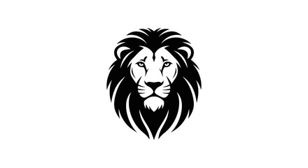 Fototapeta premium A sleek black and white vector illustration of a lion's head with detailed mane and facial features, perfect for logos or designs.