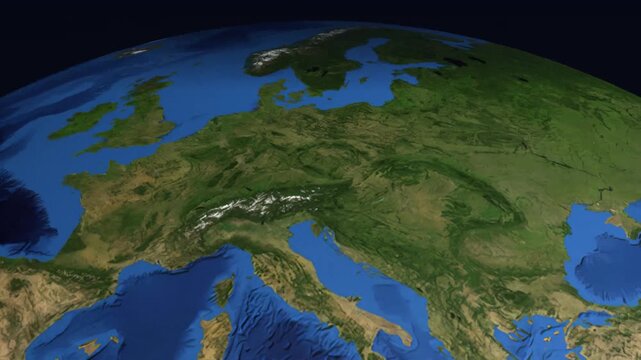 Animated globe flying airplane across continents to Melbourne Australia from Paris.