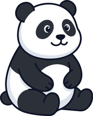 Giant panda sitting upright on rock formation in bamboo forest with soft natural lighting © RabeyaBhuiyan