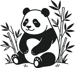 Giant panda eating fresh bamboo leaves in natural forest habitat with soft dappled sunlight © RabeyaBhuiyan