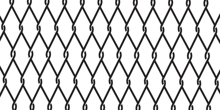 Seamless chain link fence vector pattern on white background
