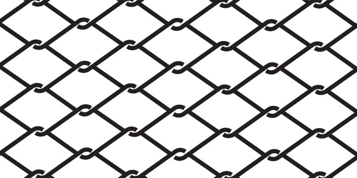 Seamless chain link fence vector pattern on white background