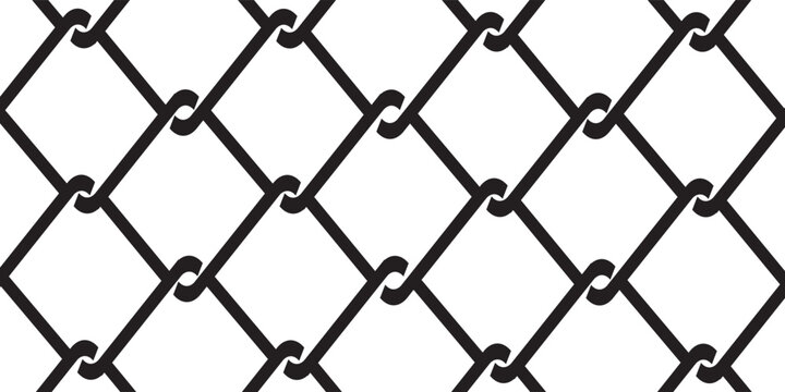 Seamless chain link fence vector pattern on white background