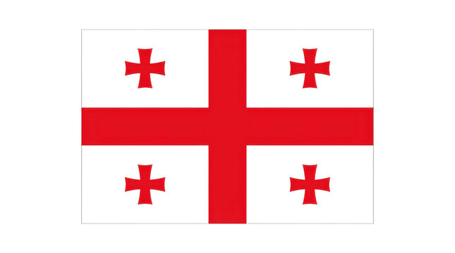 Georgia national flag with red cross and four small crosses, isolated country symbol for travel, culture, geography, education, high quality PNG!

