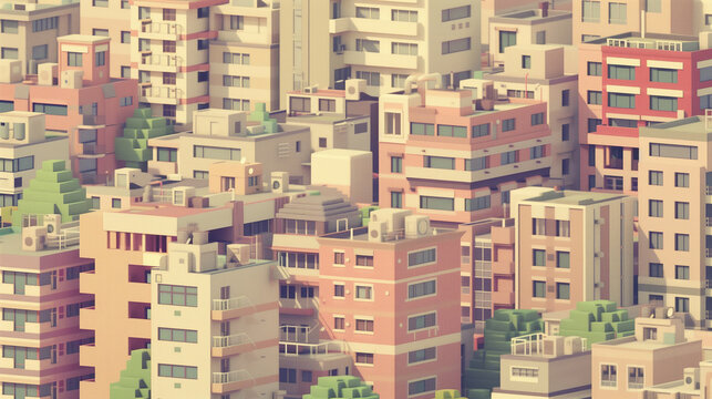 High Density Apartment Buildings, Urban Housing and Residential Real Estate Concept
