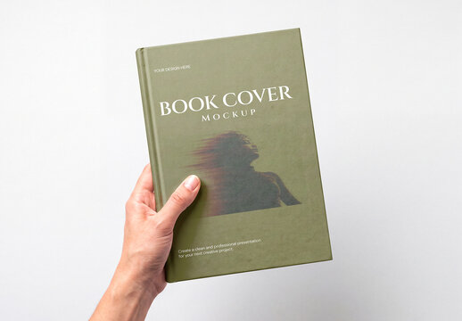 Hand Holding Book Cover Mockup