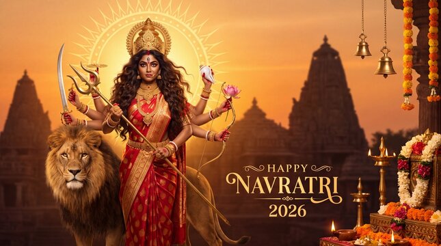 Godess Durga on Maha Navratri, Navadurga, Durga Puja, Sharad Navratri, Jyeshtha Shukla Ashtami/Masik Durga Ashtami, Mahanavami, Vijayadashami, Dussehra, Durga/Mahakali/Jagadamba, ... 