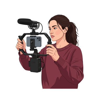 Male Filmmaker Adjusting Camera on Tripod