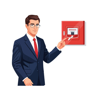 Male Fire Consultant Pointing Alarm