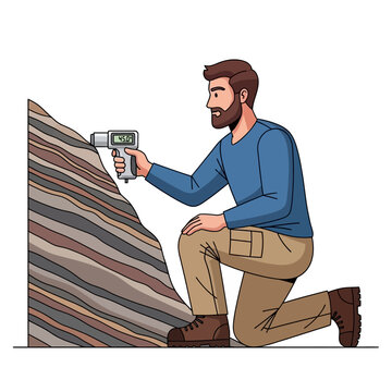 Male Geologist Measuring Slope with Inclinometer