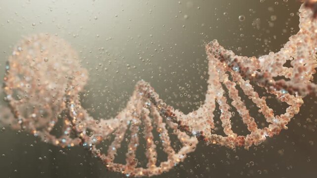 DNA Double Helix With Glowing Molecular Particles &mdash; 3D Scientific Animation