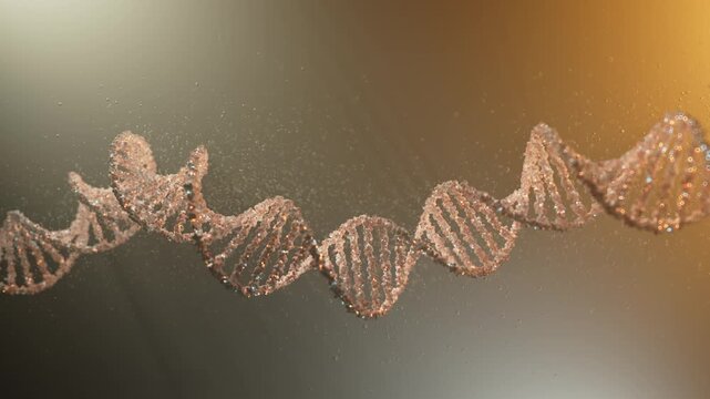 Glowing DNA Double Helix With Floating Particles &mdash; 3D Scientific Animation
