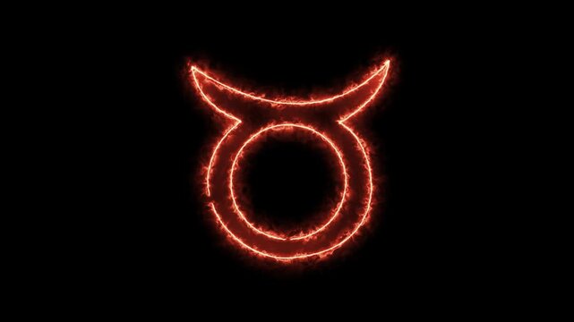 Glowing neon line Taurus zodiac sign icon isolated on black background. Astrological horoscope collection.  motion graphic animation 4k video