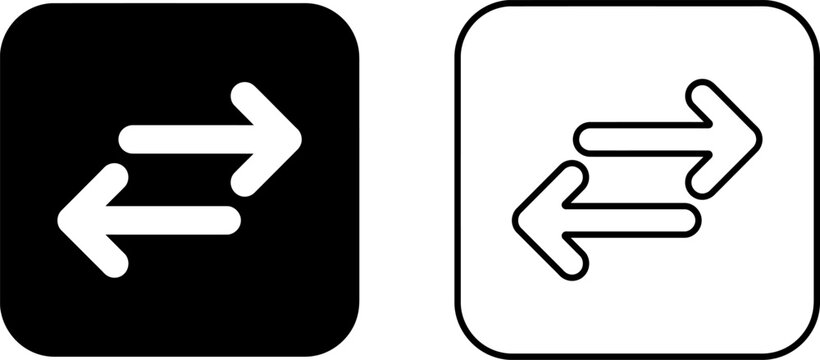 Minimalist bidirectional arrow icon set for user interface design with clean copy space