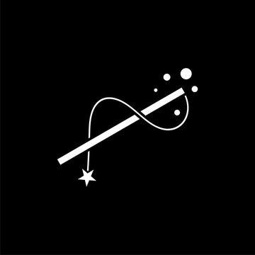 Magic wand sign icon isolated on black background