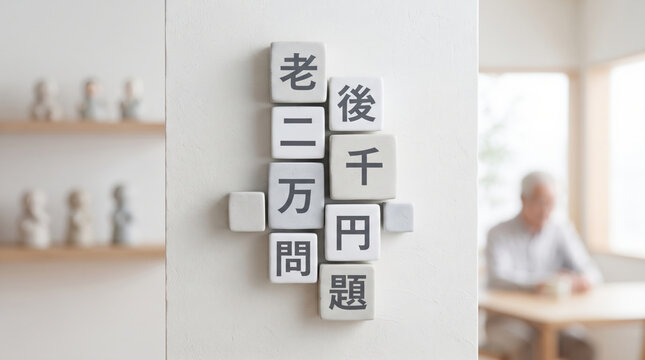 「老後2000万円問題」の文字を表示した高齢期の資産形成イメージ