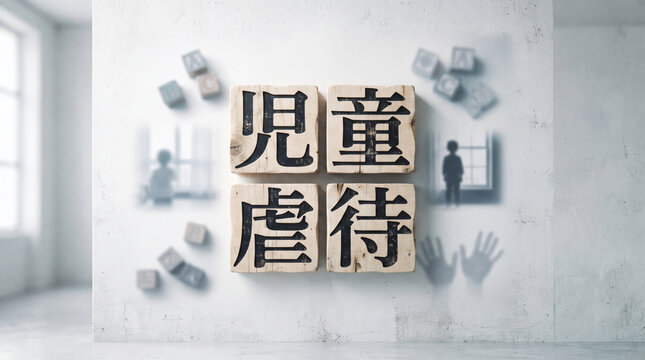 「児童虐待」の文字を配置した社会問題のイメージグラフィック