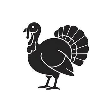 Black silhouette of a turkey bird icon on a white background