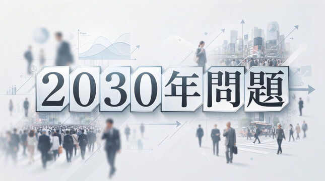 「2030年問題」の文字を配置したビジネスコンセプト画像