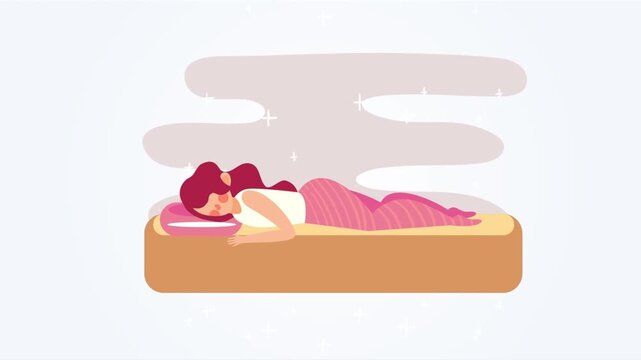 Animated Woman Resting in Bed While Feeling Unwell