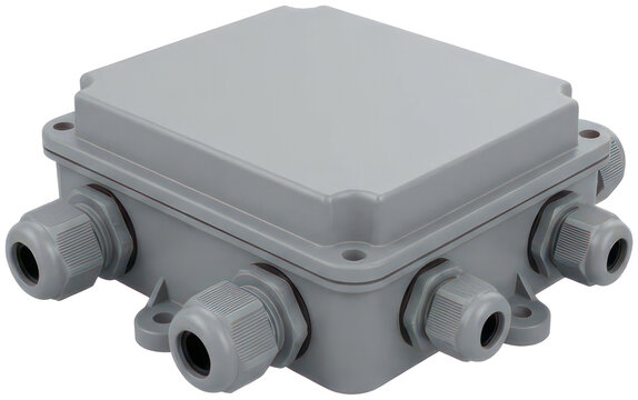Grey waterproof electrical junction box.