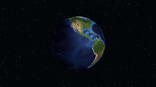 Earth rotating in space zooming into Australia with Melbourne highlighted.
