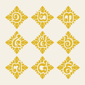 Pchum Ben festival element khmer number art ornaments
