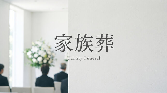 「家族葬」の文字を配置した葬儀や終活のビジュアル背景素材