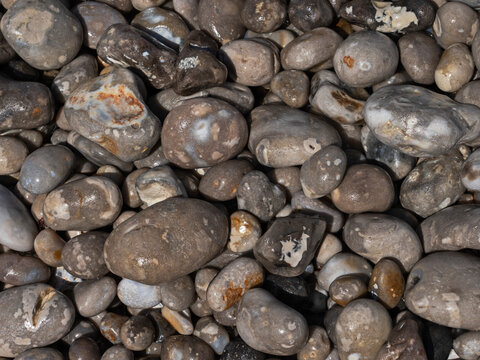 Stones on the beach of the Alabaster Coast in France