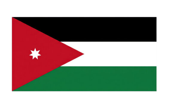 Jordan national flag with black, white, green stripes, red triangle and white seven-pointed star, proud Hashemite kingdom banner artwork icon HDx

