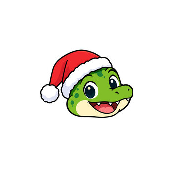 Christmas crocodile cartoon vector illustration