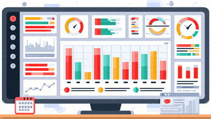 Fototapeta premium Digital Dashboard Showing Business Analytics Performance Metrics.