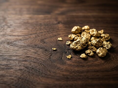 Golden raw honeycomb chunks resting on rustic wooden surface with natural lighting
