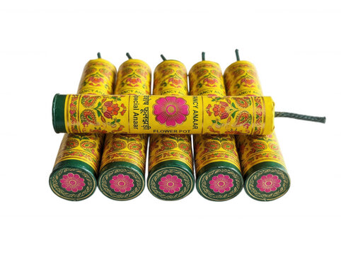 Pyramid of colorful decorative firecrackers isolated on transparent