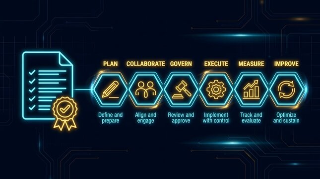 Business Process Management Cycle Neon Icons