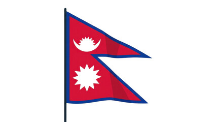 Obraz premium Nepal national flag with crimson pennants, blue border, sun and moon symbols celebrating culture, sovereignty, and mountain pride forever more!!!