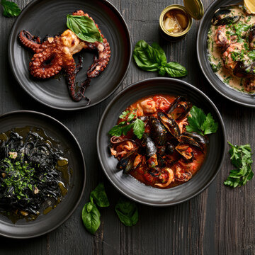 Mediterranean Seafood Feast with Octopus and Mussels