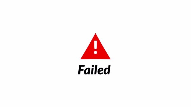 Animated Failed warning icon sign animation in 4K animation with alpha channel warning error notification symbol animated on transparent background warning animation 