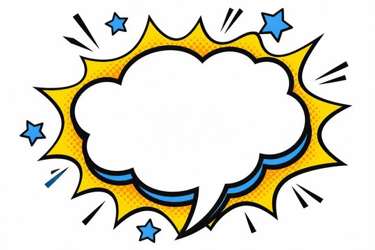 Speech bubble exploding in comic burst on white background