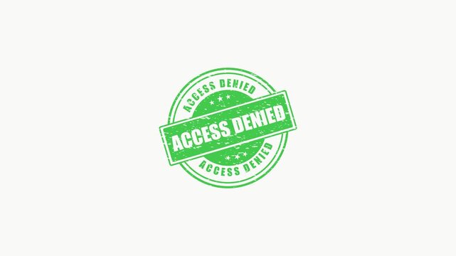 Green access denied rubber stamp with distressed texture and stars