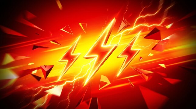 Dynamic abstract background with glowing yellow lightning bolts and red energy sparks on a dark backdrop