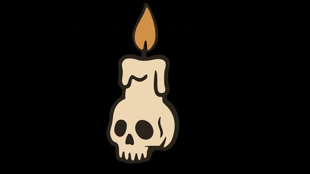 Animated skull candle flame flickering on transparent background