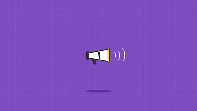 Floating megaphones loudspeakers pattern minimalist flat illustration graphics marketing communication social media motion background