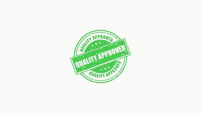 Green approved rubber stamp with distressed texture on light background