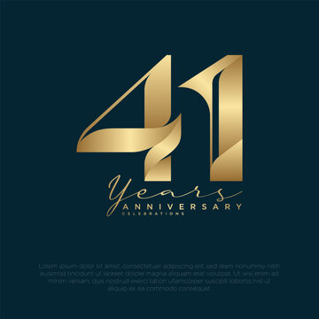 41 Years Anniversary Celebration with Luxury Golden Number on Dark Background, Elegant Milestone Design