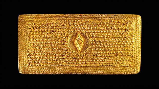 Ancient Granulated Golden Rectangular Artifact