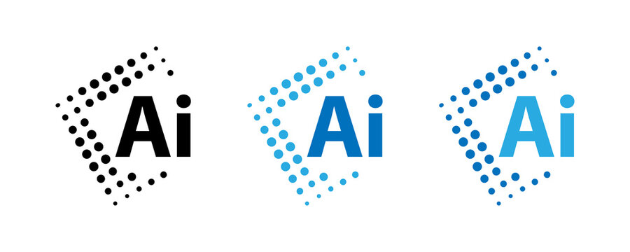 Artificial intelligence icon concept, ai letter logo with abstract modern geometric dot design.