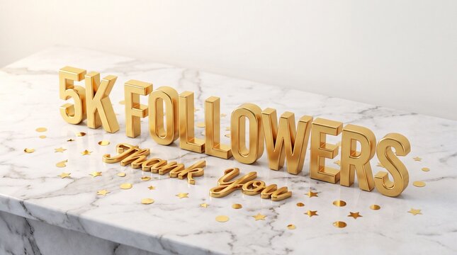5K Followers Thank You Text Marble Surface