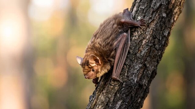 little brown bat close up at morning light in minnesota usa woodland video